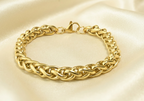 Gold Tone Signature Wheat Chain Wrist Bracelet for Men- Matte Finish (8 inch)