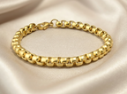 Gold Tone Luxury Box Link Chain Bracelet for Men- Matte Finish (8 Inch)