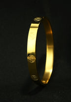 Gold Tone Classic Om Symbol Gold Bangle Bracelet for Men- Glossy Finish