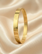 Gold Tone Classic Om Symbol Gold Bangle Bracelet for Men- Glossy Finish
