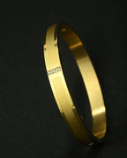 Gold Tone Premium Trinity Stone Accent Bangle Bracelet for Men- Glossy Finish