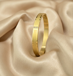 Gold Tone Premium Trinity Stone Accent Bangle Bracelet for Men- Glossy Finish