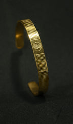 Gold Tone Sacred Hanuman Dotted Design Gold Cuff Bangle Bracelet for Men- Glossy Finish