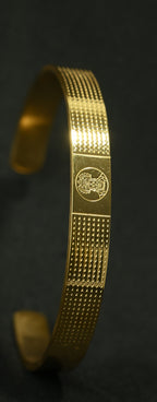 Gold Tone Sacred Hanuman Dotted Design Gold Cuff Bangle Bracelet for Men- Glossy Finish