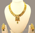 Ethnic Gold-Plated Non-Idol Necklace Set for Women - Antique Finish / Minakari
