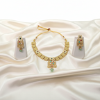 Ethnic Gold-Plated Non-Idol Necklace Set for Women - Antique Finish / Minakari