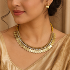 Ethnic Gold-Plated Kasumala, Lakshmi Jewelry Set for Women - Glossy Finish