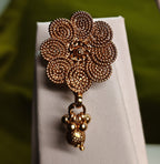 Ethnic Gold-Plated Double Bead Coin Necklace with Floral Earrings Jewelry Set for Women - Antique Finish / Non-Idol