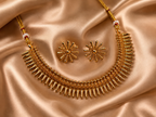 Ethnic Gold-Plated South Indian Mulamottu Mala with Matching Earrings for Women - Antique Finish / Non-Idol