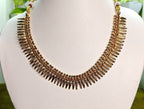 Ethnic Gold-Plated South Indian Mulamottu Mala with Matching Earrings for Women - Antique Finish / Non-Idol