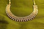 Ethnic Gold-Plated Thushi Style Beaded Necklace Jewelry Set for Women - Antique Finish / Non-Idol