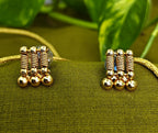 Ethnic Gold-Plated Thushi Style Beaded Necklace Jewelry Set for Women - Antique Finish / Non-Idol