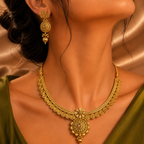 Ethnic Gold-Plated Spiral Coin Pendant Style Jewelry Set for Women - Glossy Finish / Non-Idol