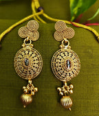 Ethnic Gold-Plated Spiral Coin Pendant Style Jewelry Set for Women - Glossy Finish / Non-Idol