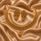 Ethnic Gold-Plated Spiral Coin Double Bead Style Jewelry Set for Women - Glossy Finish / Non-Idol