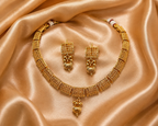 Ethnic Gold-Plated Rajwadi Filigree Choker Set Jewelry Set for Women - Glossy Finish / Non-Idol