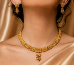 Ethnic Gold-Plated Rajwadi Filigree Choker Set Jewelry Set for Women - Glossy Finish / Non-Idol