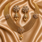 Ethnic Gold-Plated Multi-Strand Necklace for Women - Glossy Finish / Non-Idol