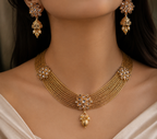 Ethnic Gold-Plated Multi-Strand Necklace for Women - Glossy Finish / Non-Idol