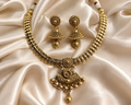 Ethnic Gold-Plated Traditional Antique Gold Choker with Shield Style Pendant Set for Women - Antique Finish / Non-Idol