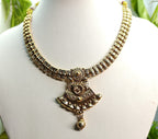 Ethnic Gold-Plated Traditional Antique Gold Choker with Shield Style Pendant Set for Women - Antique Finish / Non-Idol