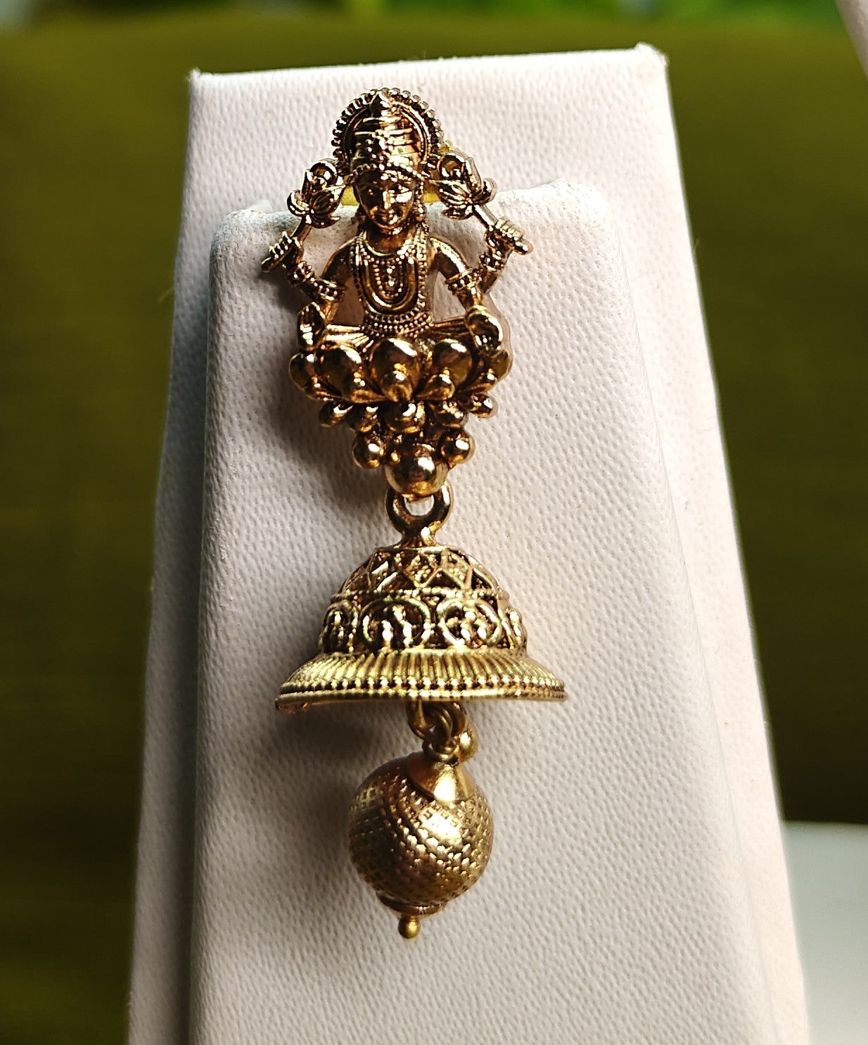 Ethnic Gold-Plated Traditional Antique Lakshmi Pendant Necklace Set for Women - Antique Finish