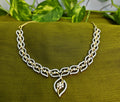 AD Gold-Plated Leaf Motif Choker Indo-Western Style Set for Women