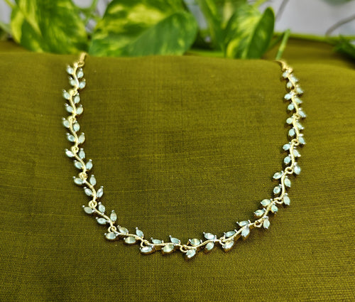 AD Gold-Plated Leaf Vine Indo-Western Style Necklace Set for Women