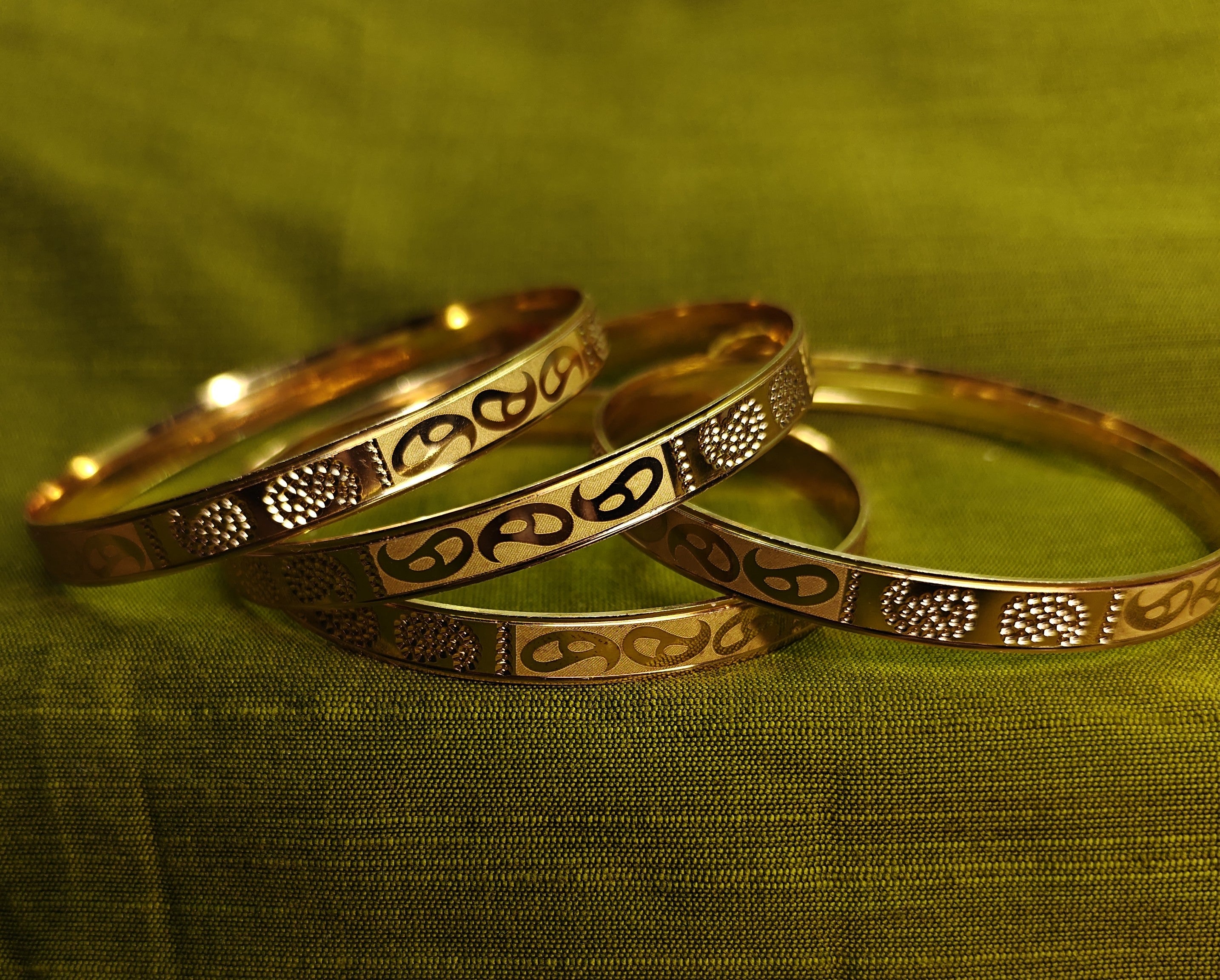 Gold-Plated Elegant Bangle Set of 4 for Women - Glossy Finish (2.4 Size)