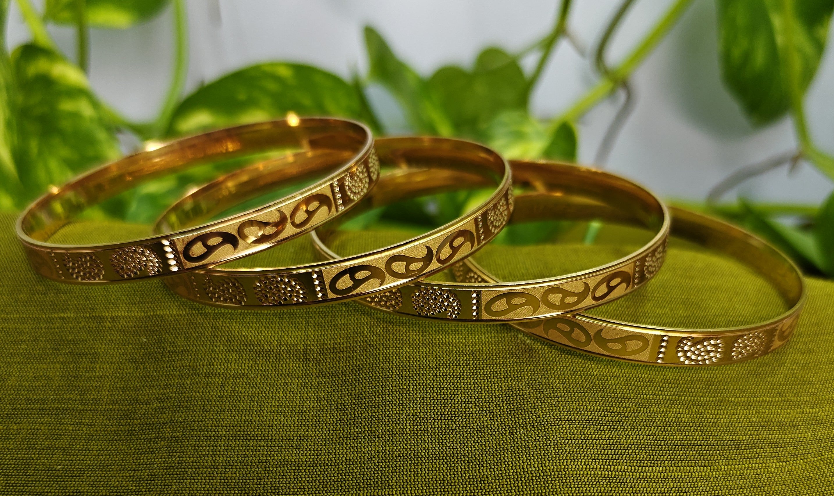 Gold-Plated Elegant Bangle Set of 4 for Women - Glossy Finish (2.4 Size)