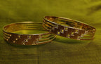 Gold-Plated Elegant Broad Bangle Set of 2 for Women - Glossy Finish (2.6 Size)