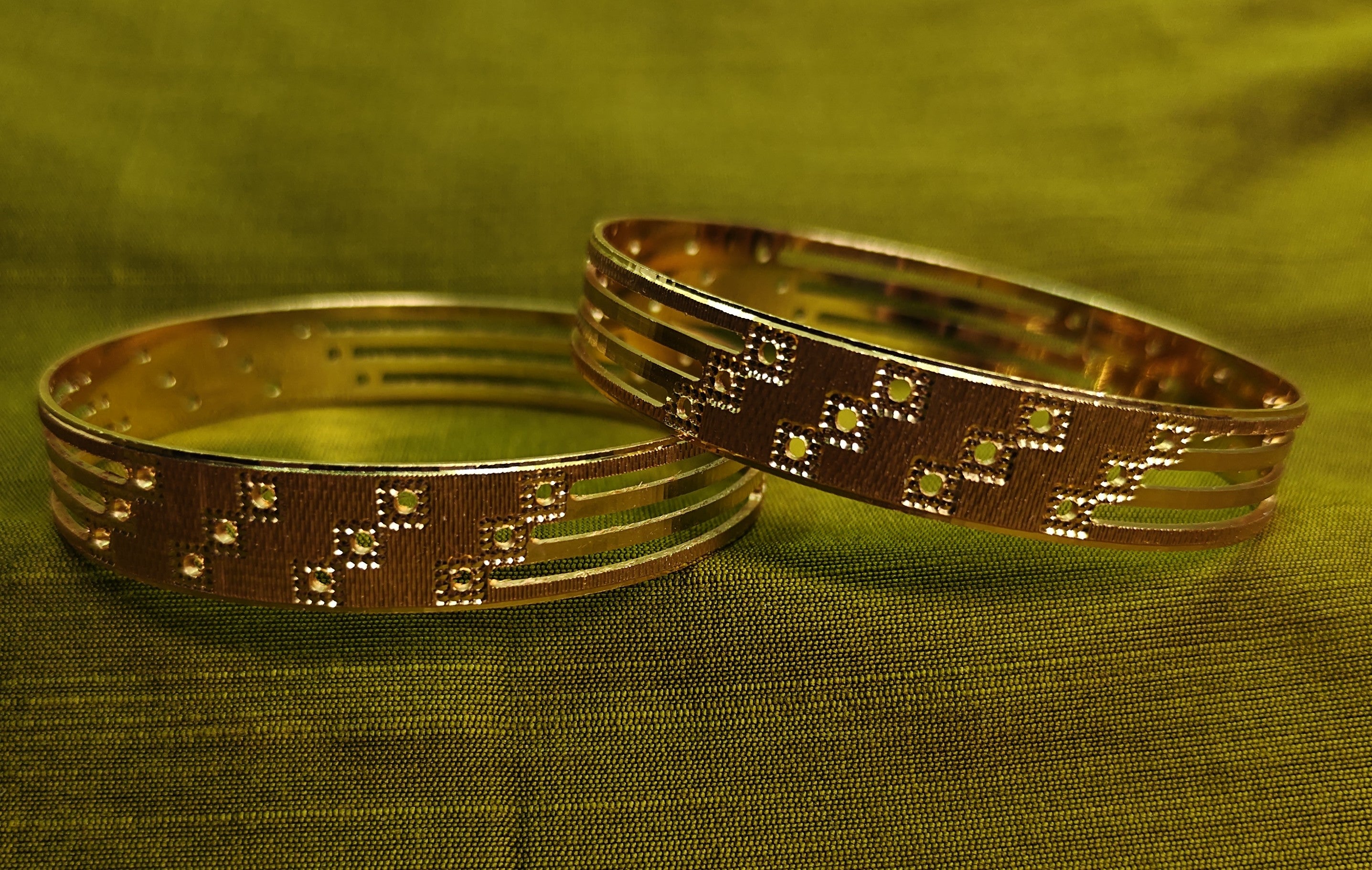 Gold-Plated Elegant Broad Bangle Set of 2 for Women - Glossy Finish (2.6 Size)