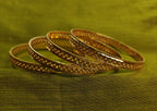 Gold-Plated Elegant Hollow Cut Bangle Set of 4 for Women - Glossy Finish (2.6 Size)