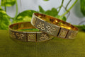 Gold-Plated Elegant Flower Style Broad Bangle Set of 2 for Women - Glossy Finish (2.8 Size)