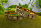 Gold-Plated Elegant Flower Style Broad Bangle Set of 2 for Women - Glossy Finish (2.8 Size)