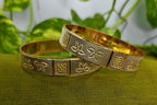 Gold-Plated Elegant Flower Style Broad Bangle Set of 2 for Women - Glossy Finish (2.8 Size)