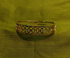 Gold-Plated Cutwork Cuff Bracelet with Mesh Design and Small AD Stones for Women - Glossy Finish / Openable Medium