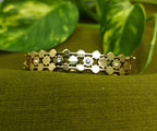 Gold-Plated Honeycomb Design Openable Bracelet with Small AD Stones for Women - Glossy Finish / Openable Medium