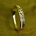 Gold-Plated Heart and Bow Cutwork, Love Motif Bracelet with Small AD Stones for Women - Glossy Finish / Openable Medium