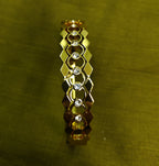 Gold-Plated Zig-Zag Pattern, AD Stone Cuff Bracelet for Women - Glossy Finish / Openable Medium