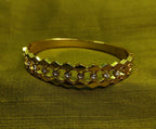 Gold-Plated Zig-Zag Pattern, AD Stone Cuff Bracelet for Women - Glossy Finish / Openable Medium