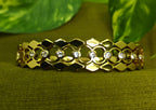 Gold-Plated Zig-Zag Pattern, AD Stone Cuff Bracelet for Women - Glossy Finish / Openable Medium