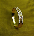Gold-Plated Stone-Studded Fish Scale Design Cuff Bracelet for Women - Glossy Finish / Openable Medium