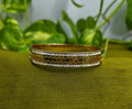 Gold-Plated Stone-Studded Fish Scale Design Cuff Bracelet for Women - Glossy Finish / Openable Medium