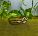 Gold-Plated Single Kundan Solitaire Halo Bracelet for Women - Glossy Finish / Openable Medium