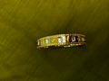 Gold-Plated Ribbed Edge Large Stone Cuff Bracelet for Women - Glossy Finish / Openable Medium