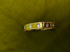 Gold-Plated Ribbed Edge Large Stone Cuff Bracelet for Women - Glossy Finish / Openable Medium