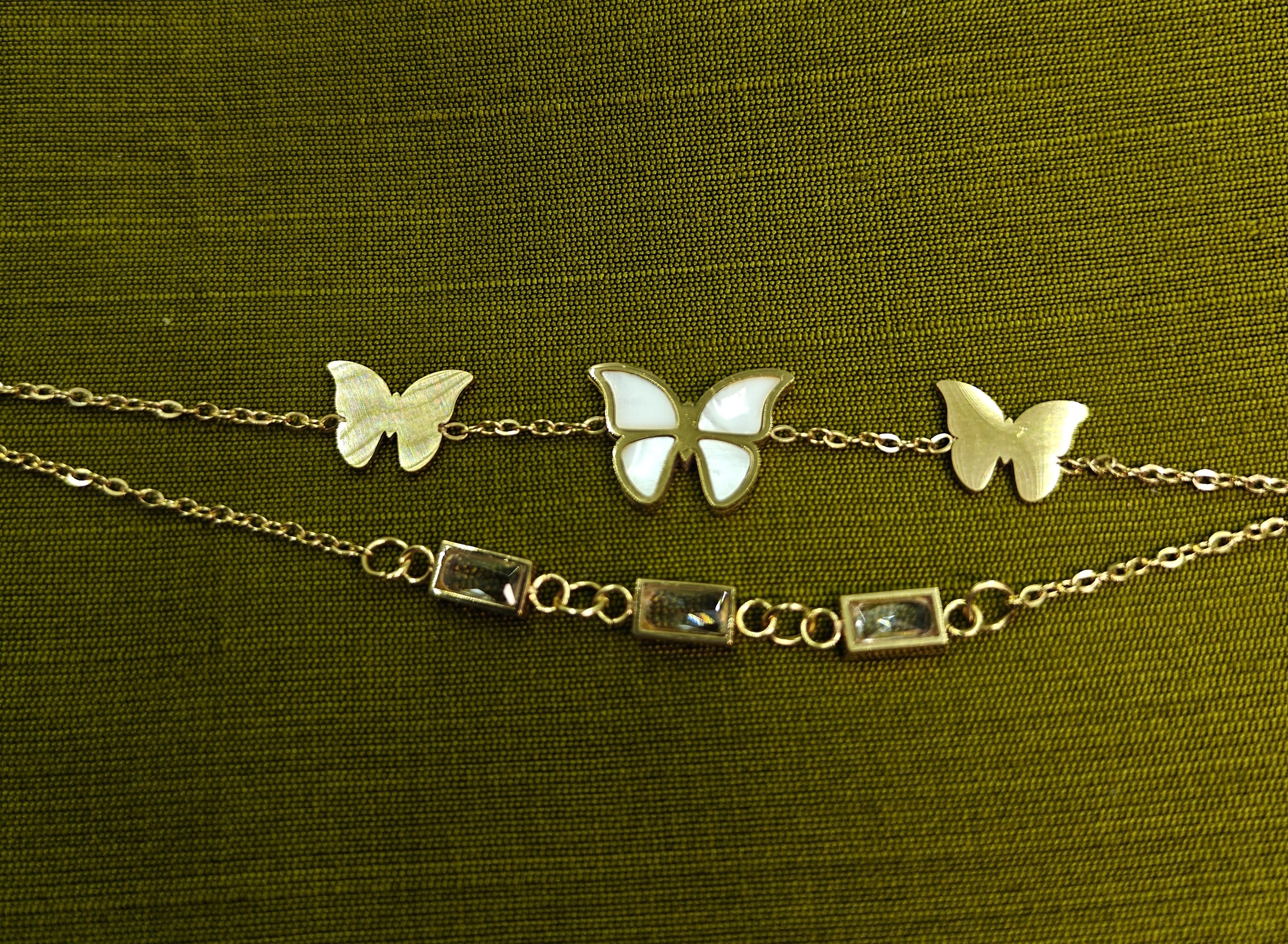 Gold-Plated Double-Layer Butterfly Charm Bracelet for Women - Matte Finish