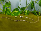 Gold-Plated Double-Layer Butterfly Charm Bracelet for Women - Matte Finish