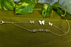 Gold-Plated Double-Layer Butterfly Charm Bracelet for Women - Matte Finish
